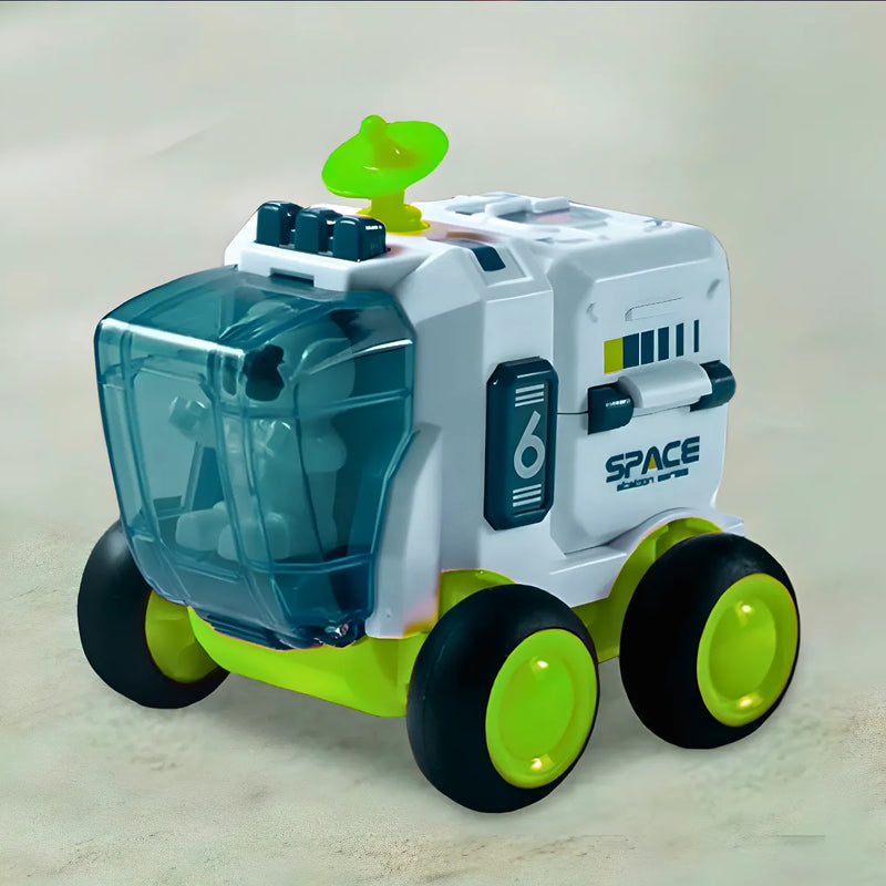 Brinquedo carro espacial infantil com astronauta - detalhes verde