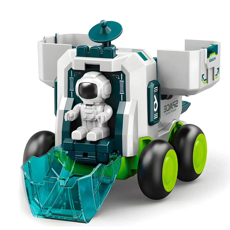 Brinquedo carro espacial infantil com astronauta - detalhes verde