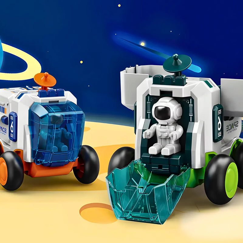 Brinquedo carro espacial infantil com astronauta - detalhes verde