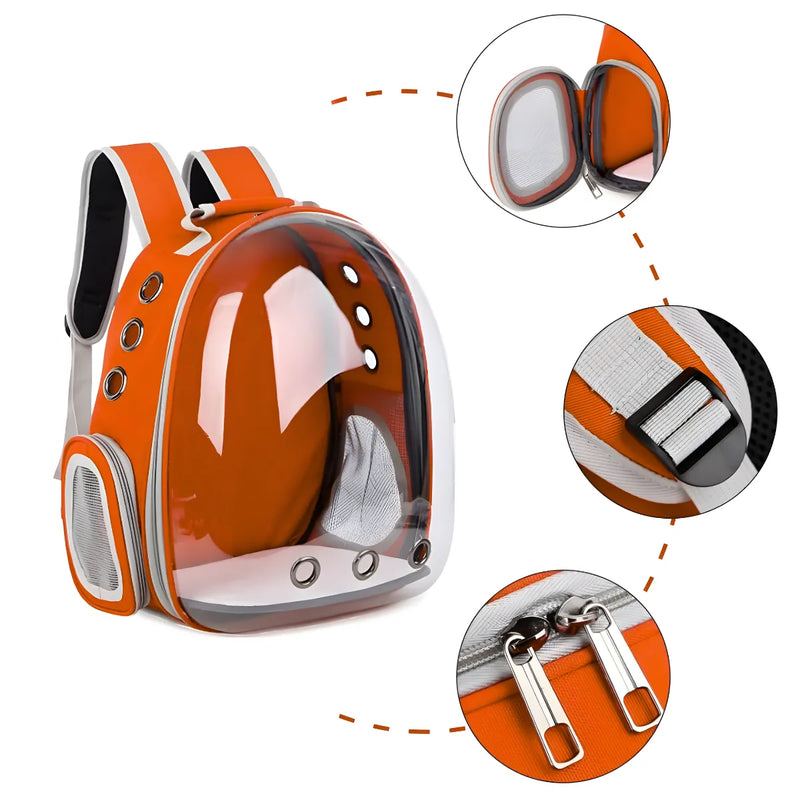 Mochila Pet para transporte de cães e gatos visão panorâmica