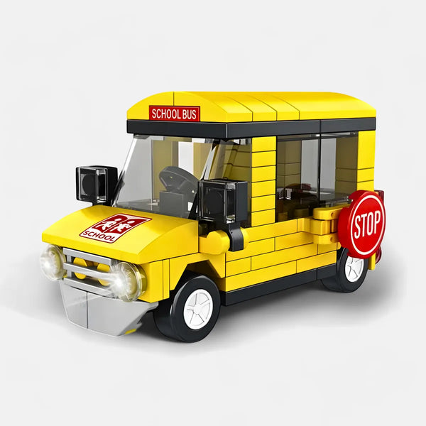 Brinquedo blocos de construção carro ônibus escolar