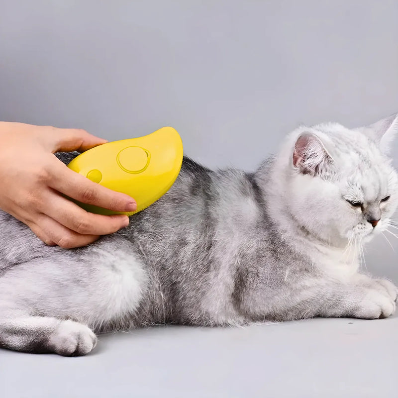 Escova autolimpante 3 em 1 para Pets a vapor com spray