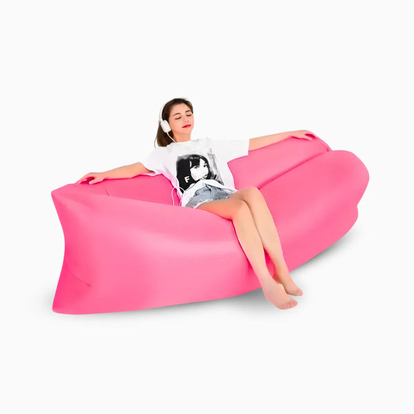 Sofá inflável de ar portátil puff impermeável praia camping - Rosa