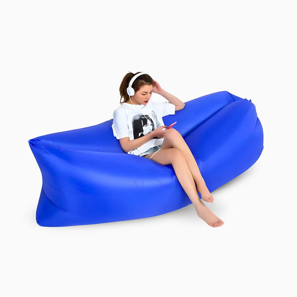 Sofá inflável de ar portátil puff impermeável praia camping - Azul
