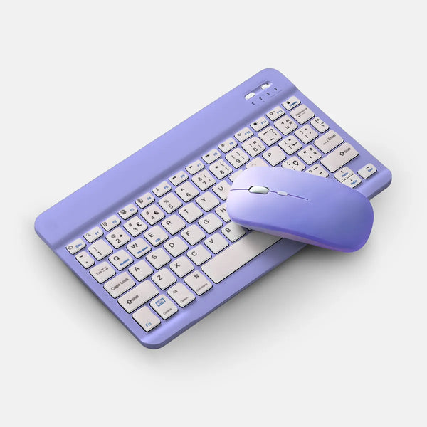Teclado sem fio Bluetooth recarregável com mouse - Azul