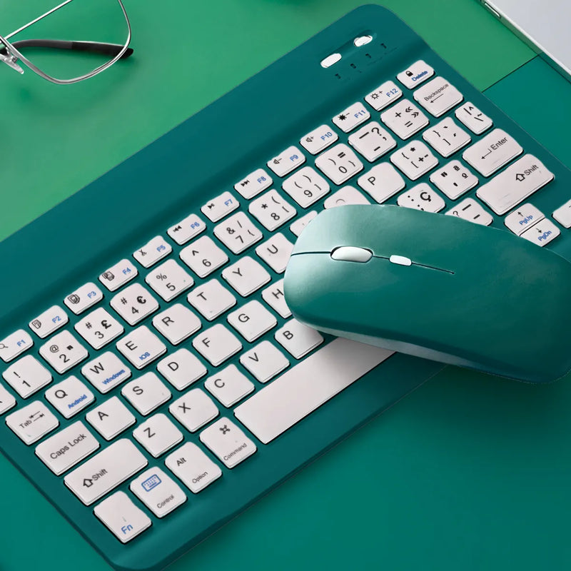 Teclado sem fio Bluetooth recarregável com mouse - Verde