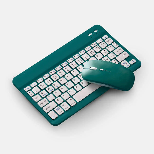 Teclado sem fio Bluetooth recarregável com mouse - Verde