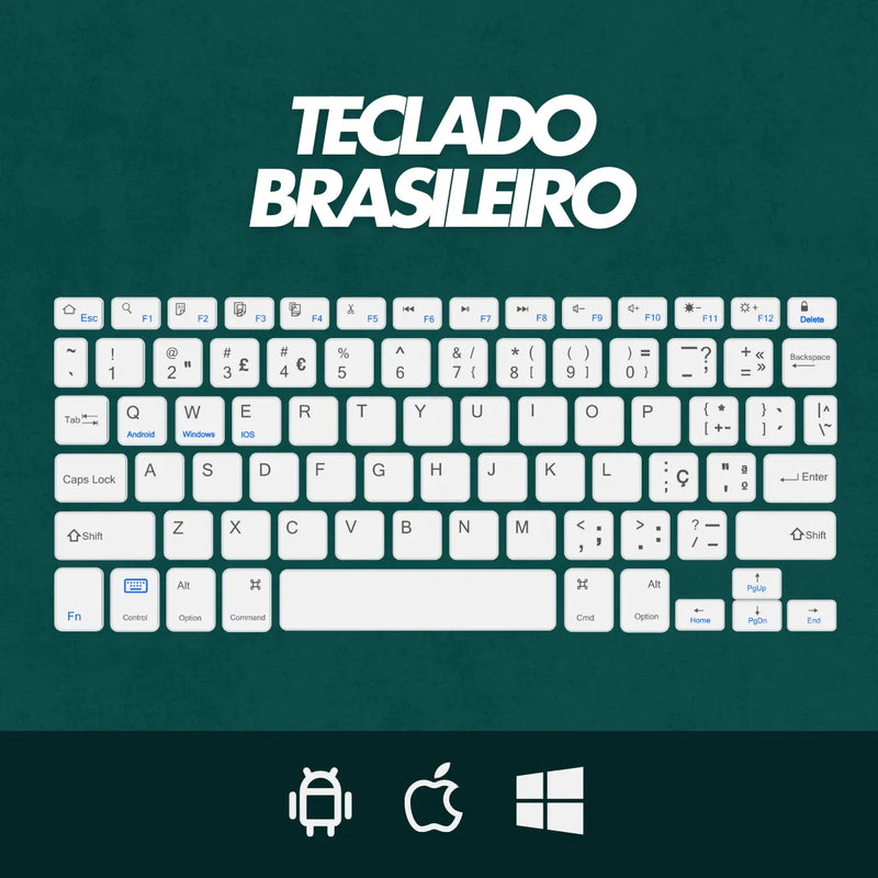 Teclado sem fio Bluetooth recarregável com mouse - Verde