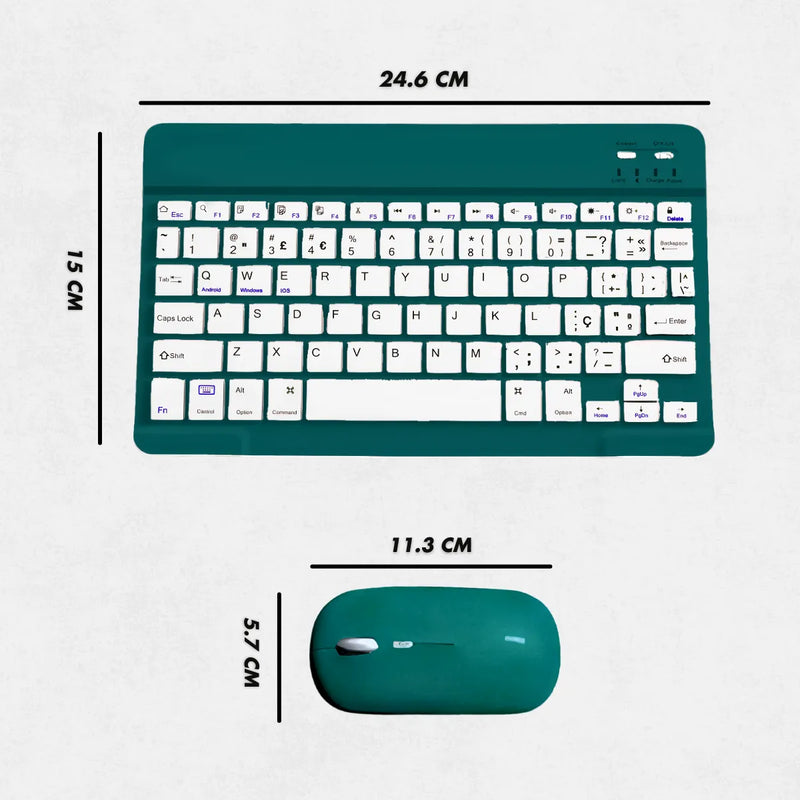 Teclado sem fio Bluetooth recarregável com mouse - Verde